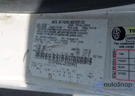 2010 Ford Fusion Se z USA, uszkodzony, nr VIN 3FAHP0HA7AR208993